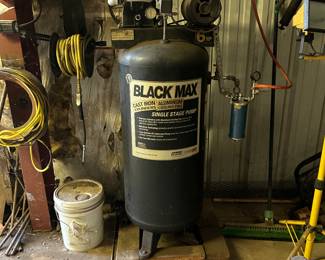 Black Max 6 horse power , 60 Gallon air compressor . Location shop 2