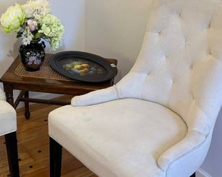 Pair of white upholstered chairs
