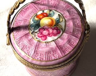 Limoges France Trinket Enamel Basket