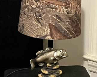 Pair of Fish Lamps with Camouflage Shades