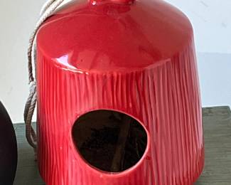 Red Ceramic Bird House