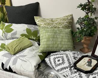 Many Linens, Comforters All Sizes, Throw Pillows, Sheets, Shams, etc