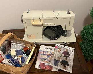 Kenmore Sewing Machine with Many Accessories and Fabrics