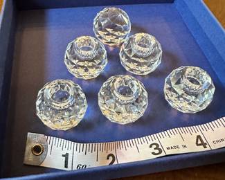 #129 - $36.00 - Swarovski set of 5 mini candlesticks holders with extra facet bowl