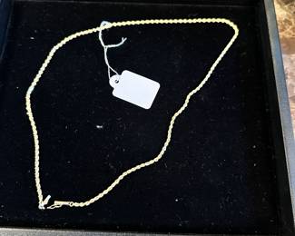 #136 - $300.00 - 14kt gold rope chain 18 inches 8.59gr