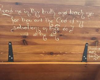 #62 - $175.00 - Norwegian hand painted chest Tan 30Wx18Dx19T