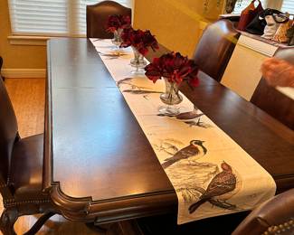 #1 - $1,050.00 - Thomasville Hills of Tuscany dining table 78"L + 20"Lx2 x 48W x 30"H - 6 chairs + 2 arms (24"W x 44"T)
