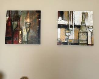 #36 - $50.00 - Decorative set of 2 wine pictures 29x29