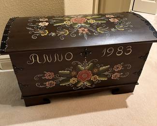#39 - $175.00 - Norwegian hand painted chest brown 30Wx18Dx19T