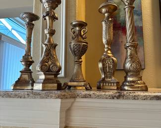 #19 - $80.00 - Neiman & Marcus set of 5 gold candlesticks