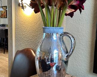 #4 - $68.00 - Silver pottery pot with the flowers 31T