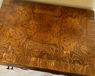 #35 - $280.00 Set of 3 - Lane burlwood cabinet 55Wx31Tx18D can remove brass finials and side chests 55Wx31Tx18D