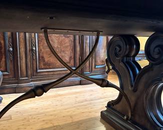 #1 - $1,050.00 - Thomasville Hills of Tuscany dining table 78"L + 20"Lx2 x 48W x 30"H - 6 chairs + 2 arms (24"W x 44"T)