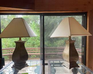 #54 - $70 Pair of wooden lamps 17Wx32H

