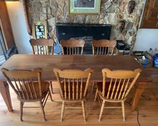 #41 - $575 Oak Dining table with square legs  96W X 30D X 30H                                                                                           
             $400 6 Chairs