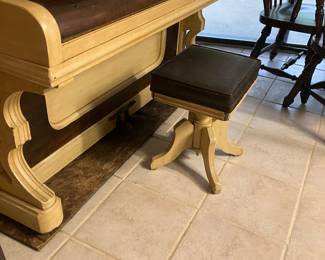 #21 - $250 or Best Offer Antique Piano and Swivel Seat 63W X 27D X 53 1/2H