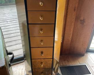 0#38 - $90 Lacquer octagonal multi drawer jewelry tower 13Wx36H

