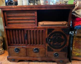 #53 - $400 Japanese cabinet 44Wx19Dx49T - door with fish0 
