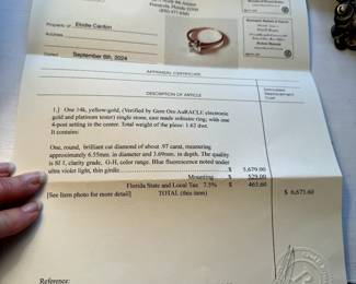 #83 - 14kt yellow gold setting 0.97 ct - size 8.5 - $2,285.00