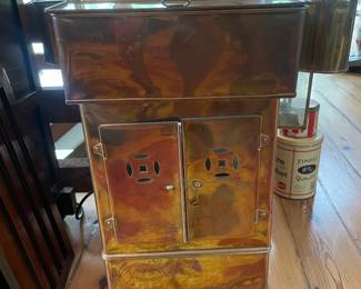 #55 - $100 	Brass lunch box/noodle cart  20W X 12D X 25H