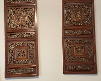 #62  - $300 	Two Chinese wood carved panels as a set 
