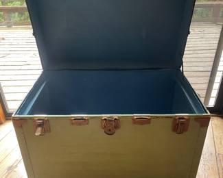 #44 - $150  Green steamer trunk flat top 36Wx22Dx23H