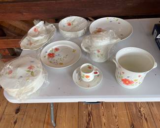 #77 - $600 Mikasa Just Flowers China set service for 12 plus multiple serving pieces- price coming soon