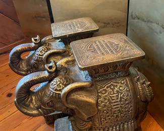 #50 - $200 - Pair of silvered chalk elephants 