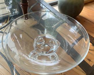 #25 - $70  Steuben Glass Bowl with 4 Round Glass Feet and Base