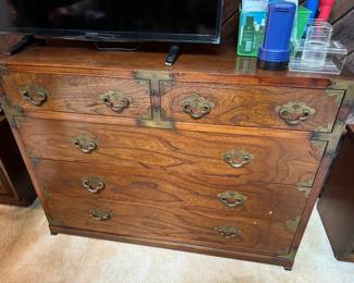 #4 - $350 -Asian 5 drawer chest 48Wx18Dx35H