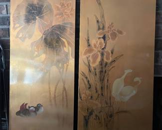 #17 -  $100 	2 Gold lacquer Asian panels 18Wx48T each
