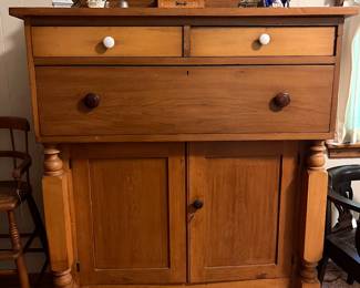 Antique pine sideboard. Vintage 19th century