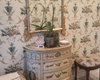 Painted demilune chest