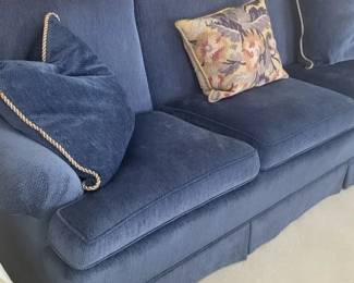 Gorgeous blue three cushion sofa