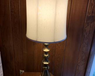 One of 2 Matching Brass Lamps Vintage MCM