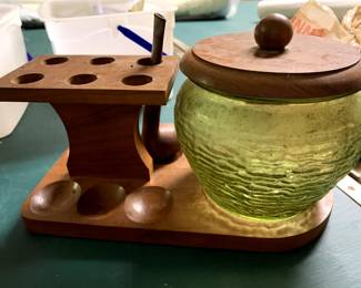 Vintage Tobacco Jar/Humidor and Pipe Stand by Fairfax