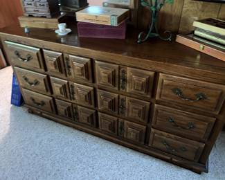 Vintage MCM Link-Taylor Brand Espanol Style Dresser with Mirror