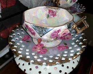 Vintage Lusterware Teacups and Saucers