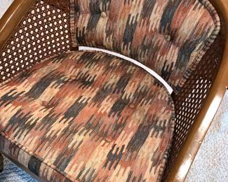 One of 4 Chairs for Game Table with Woven Cane Sides