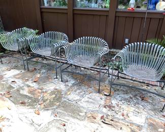 Russell Woodard MCM Iron Strap Chairs Lot of 4