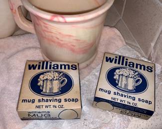 Vtg Williams Mug Shaving Soap and Vtg Flinn Plastic Shaving Mug