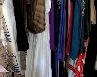 Vintage ladies clothing--curly lamb coat, mink stole, and more!