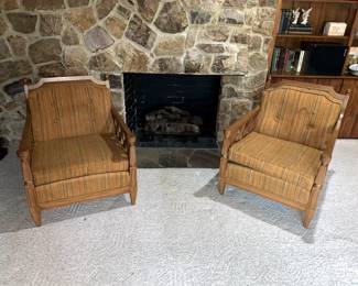 Vintage Drexel "Esperanto" pair upholstered chairs