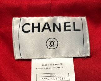 Chanel Red Hooded Duffle Coat Label