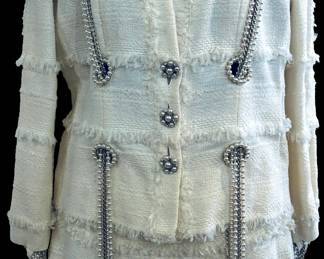 Chanel Pearl Embellished Tweed Blazer and Skirt