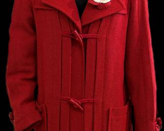 Chanel Red Hooded Duffle Coat