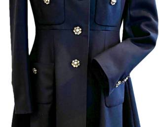 Chanel Fitted Dress Coat with Rhinestone Buttons