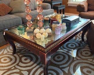 Coffee table rug candles