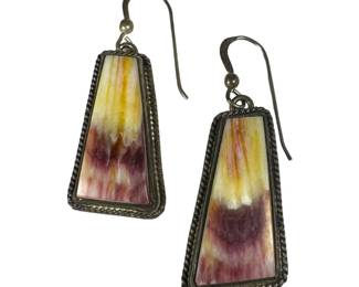 Sterling Silver Purple Spiny Oyster Drop Earrings