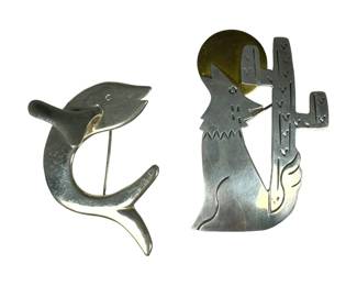 2 Sterling Silver Brooches